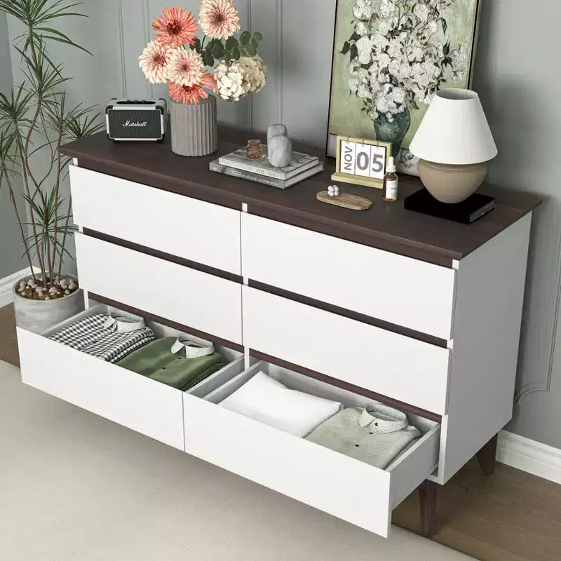 Commode de rangement moderne en bois GDFStudio Silas 47 avec 6 tiroirs