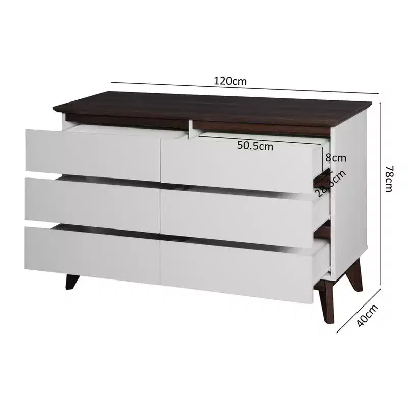 Commode de rangement moderne en bois GDFStudio Silas 47 avec 6 tiroirs