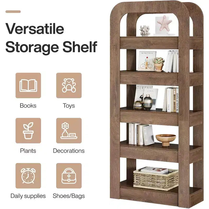 Étagère Lantine de 180 cm de haut, bibliothèque à 5 niveaux avec étagères ouvertes, unité de rangement de style industriel pour bureau à domicile