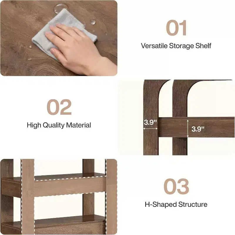 Étagère Lantine de 180 cm de haut, bibliothèque à 5 niveaux avec étagères ouvertes, unité de rangement de style industriel pour bureau à domicile