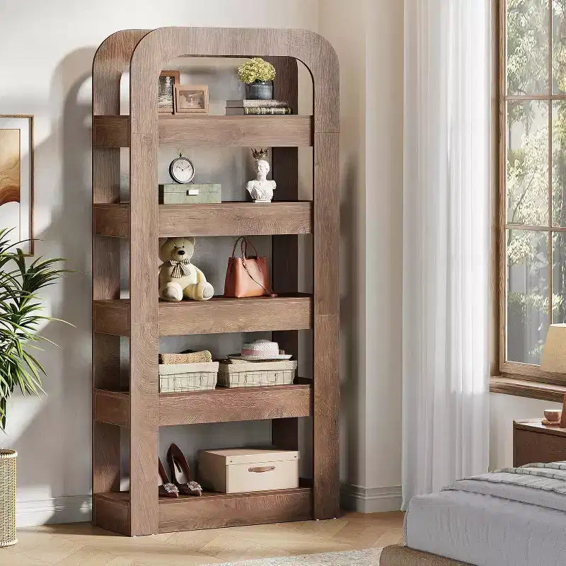Étagère Lantine de 180 cm de haut, bibliothèque à 5 niveaux avec étagères ouvertes, unité de rangement de style industriel pour bureau à domicile