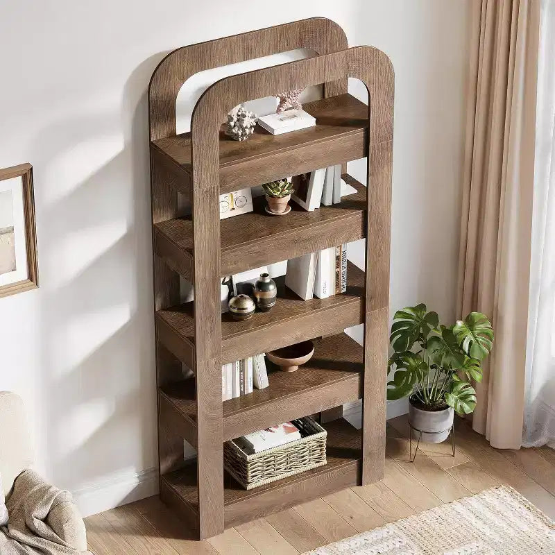 Étagère Lantine de 180 cm de haut, bibliothèque à 5 niveaux avec étagères ouvertes, unité de rangement de style industriel pour bureau à domicile