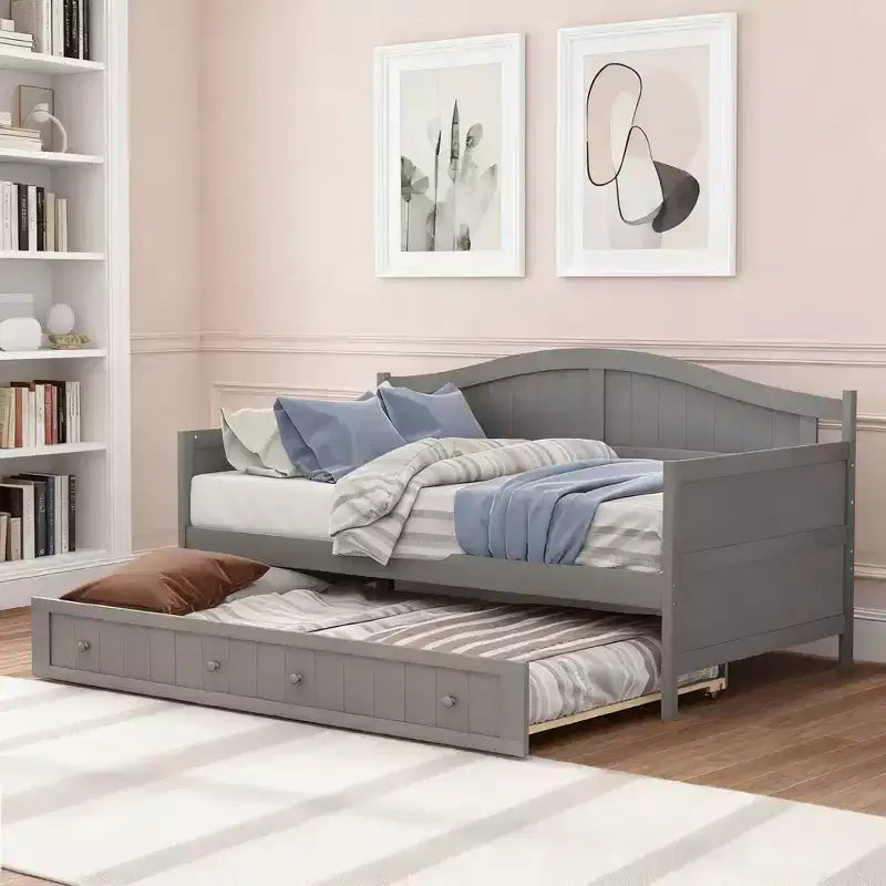 Lit de repos en bois Luxystar avec lit gigogne coulissant pour chambre à coucher et salon