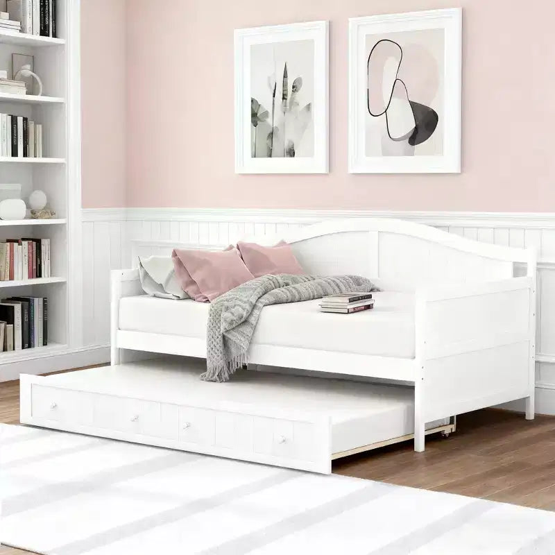 Lit de repos en bois Luxystar avec lit gigogne coulissant pour chambre à coucher et salon