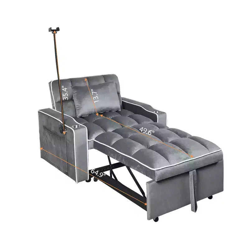 MAYEERTY Canapé-lit convertible 2 en 1 avec lit gigogne, canapé double moderne, lit réglable pour salon, gris foncé