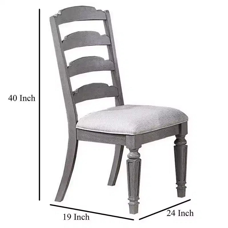 Lot de 2 chaises de salle à manger Royal Hampton, Sculptées, à dossier échelle, Bois gris clair