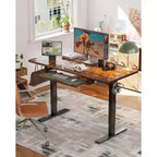 Bureau électrique assis-debout, 122x61 cm, hauteur réglable de 70 à 118,5 cm, 4 préréglages de mémoire, convient pour les bureaux et les études