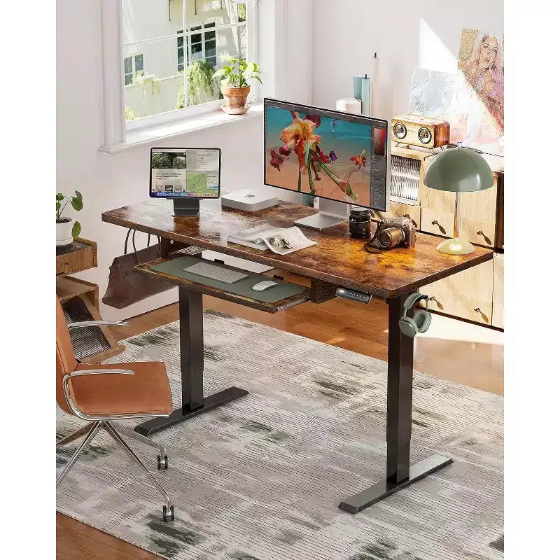 Bureau électrique assis-debout, 122x61 cm, hauteur réglable de 70 à 118,5 cm, 4 préréglages de mémoire, convient pour les bureaux et les études