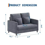 Canapé de salon de 131,8 cm, canapé double de lecture en chenille, convient aux chambres à coucher, canapé décoratif de salon sans outils, fauteuil confortable