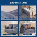 Canapé de salon de 131,8 cm, canapé double de lecture en chenille, convient aux chambres à coucher, canapé décoratif de salon sans outils, fauteuil confortable