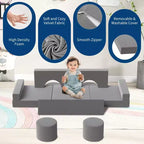 Ensemble de canapé pour enfants, ensemble de canapé de jeu modulaire 13 pièces pour enfants avec housses de canapé en velours amovibles et lavables et canapé de sol convertible en mousse.