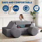 Ensemble de canapé pour enfants, ensemble de canapé de jeu modulaire 13 pièces pour enfants avec housses de canapé en velours amovibles et lavables et canapé de sol convertible en mousse.
