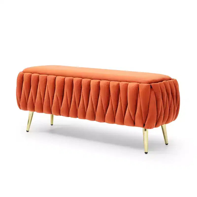 Banc de rangement, banc d'entrée, banc de bout de lit, ottoman, banc de chambre en velours capitonné avec pieds dorés 40 Noir