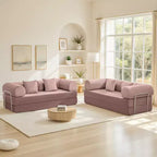 Canapé-lit convertible en velours côtelé rose clair de 78,7 po, cadre en métal, canapé de sol pliable (grande taille)