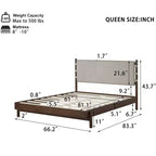 Cadre de lit Queen/King, lit plateforme en bois avec tête de lit - ModernLuxe