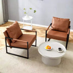 Fauteuil d'appoint en cuir PU classique Zeus & Ruta avec cadre en métal, design ergonomique