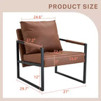 Fauteuil d'appoint en cuir PU classique Zeus & Ruta avec cadre en métal, design ergonomique