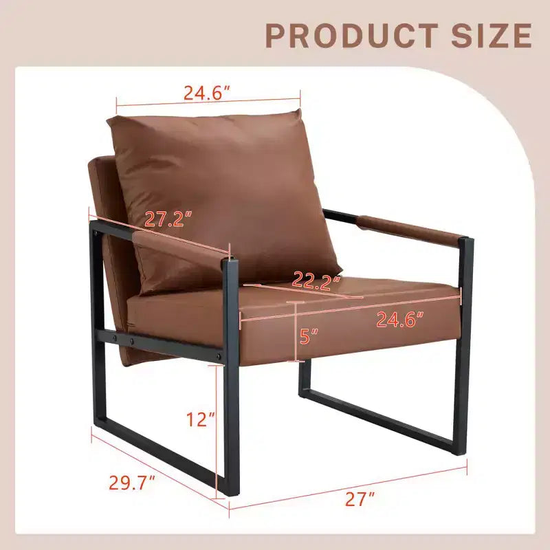 Fauteuil d'appoint en cuir PU classique Zeus & Ruta avec cadre en métal, design ergonomique