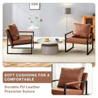 Fauteuil d'appoint en cuir PU classique Zeus & Ruta avec cadre en métal, design ergonomique