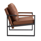 Fauteuil d'appoint en cuir PU classique Zeus & Ruta avec cadre en métal, design ergonomique