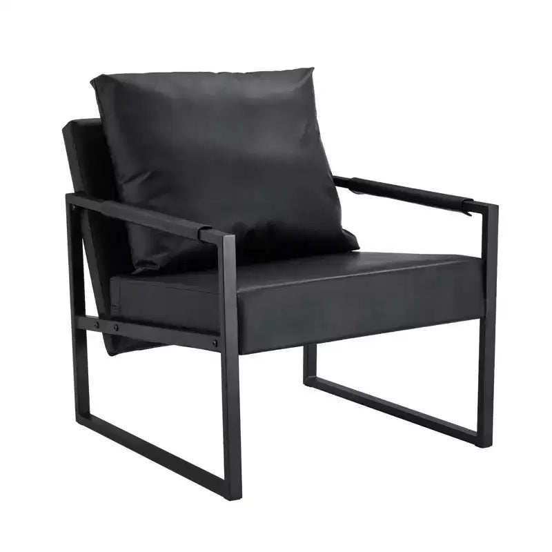 Fauteuil d'appoint en cuir PU classique Zeus & Ruta avec cadre en métal, design ergonomique