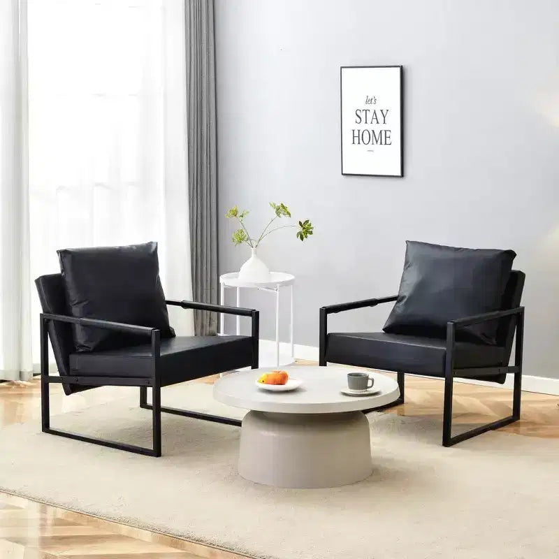 Fauteuil d'appoint en cuir PU classique Zeus & Ruta avec cadre en métal, design ergonomique