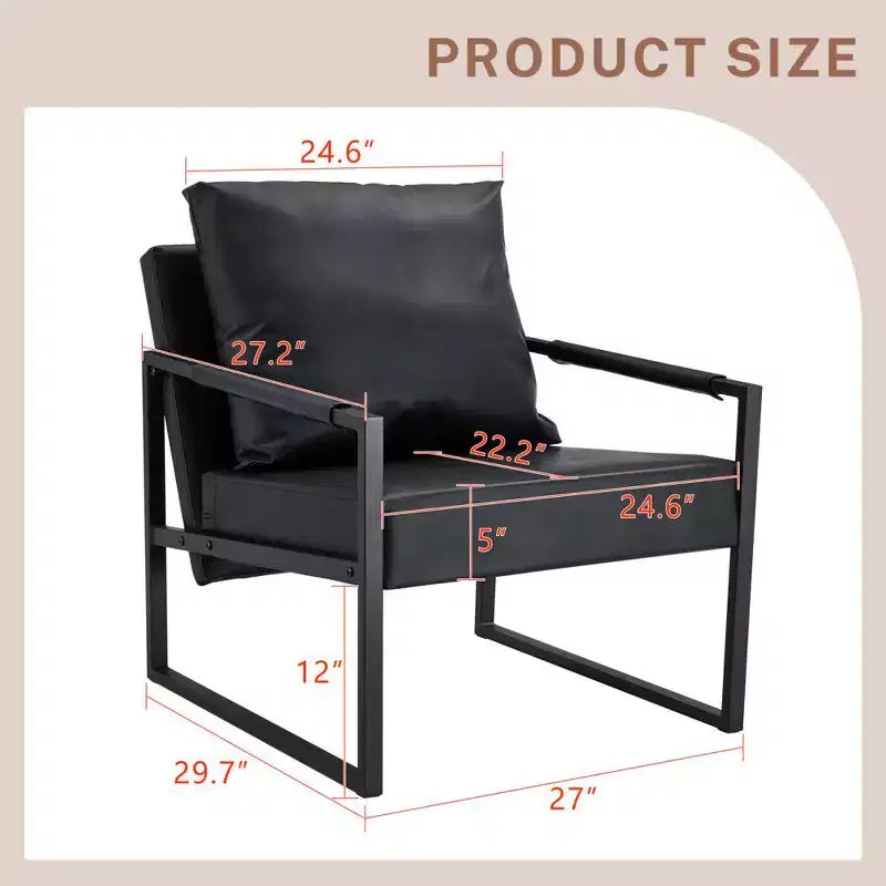 Fauteuil d'appoint en cuir PU classique Zeus & Ruta avec cadre en métal, design ergonomique