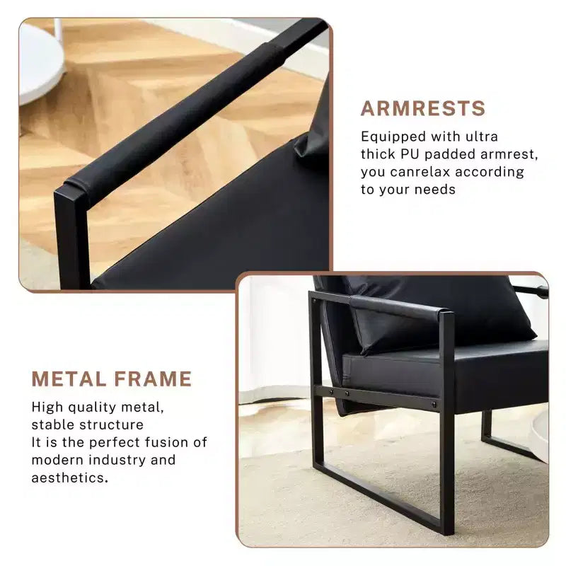 Fauteuil d'appoint en cuir PU classique Zeus & Ruta avec cadre en métal, design ergonomique