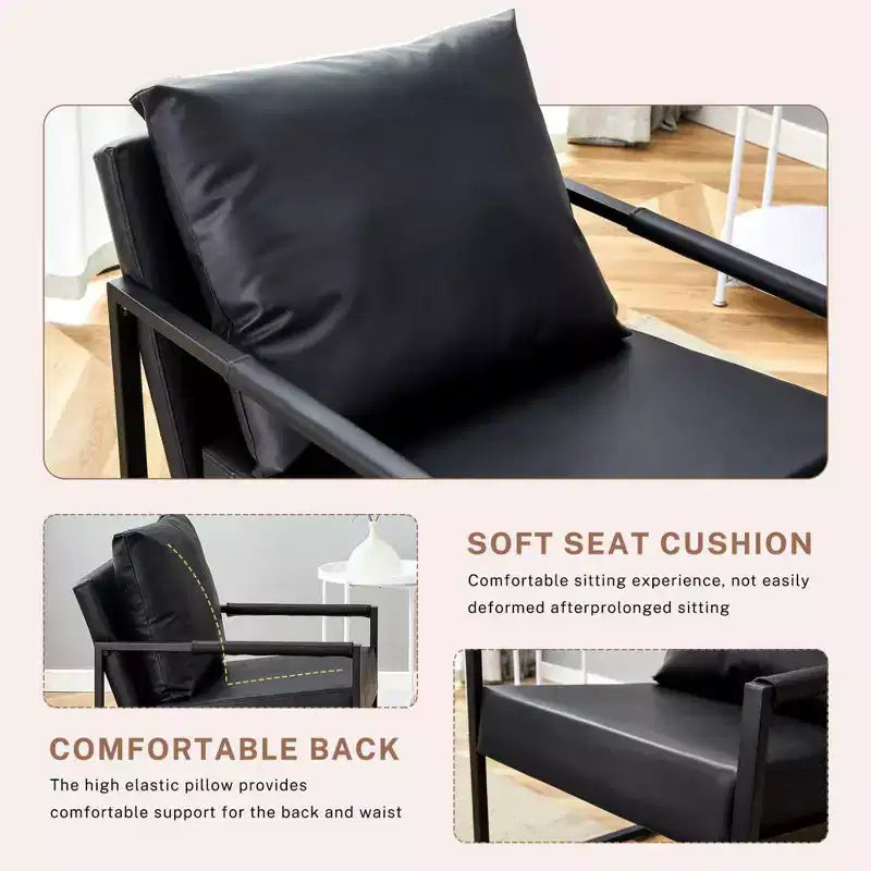 Fauteuil d'appoint en cuir PU classique Zeus & Ruta avec cadre en métal, design ergonomique