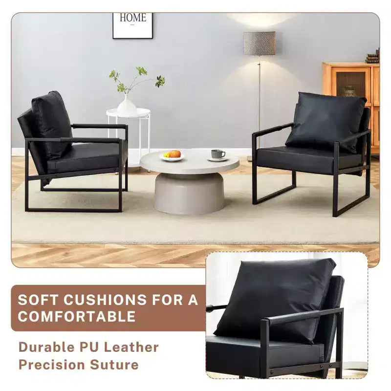 Fauteuil d'appoint en cuir PU classique Zeus & Ruta avec cadre en métal, design ergonomique