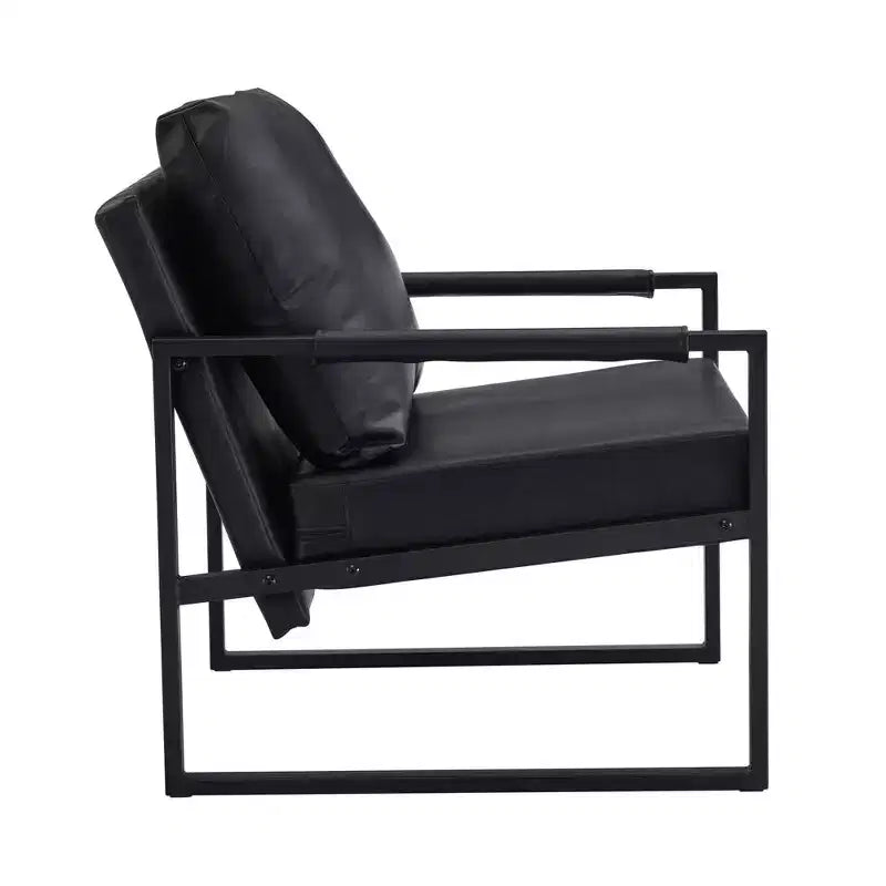 Fauteuil d'appoint en cuir PU classique Zeus & Ruta avec cadre en métal, design ergonomique