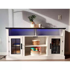 Meuble TV de ferme GALAXHERO pour téléviseur de 65 pouces, avec lumières LED, meubles de rangement et étagères réglables pour salon ou cinéma maison