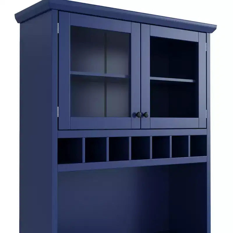 Buffet autoportant Whisen avec huche, armoire de rangement haute de cuisine avec casier à vin et étagères réglables