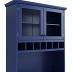Buffet autoportant Whisen avec huche, armoire de rangement haute de cuisine avec casier à vin et étagères réglables