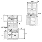 Buffet autoportant Whisen avec huche, armoire de rangement haute de cuisine avec casier à vin et étagères réglables