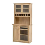 Buffet autoportant Whisen avec huche, armoire de rangement haute de cuisine avec casier à vin et étagères réglables