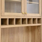 Buffet autoportant Whisen avec huche, armoire de rangement haute de cuisine avec casier à vin et étagères réglables