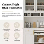 Buffet autoportant Whisen avec huche, armoire de rangement haute de cuisine avec casier à vin et étagères réglables
