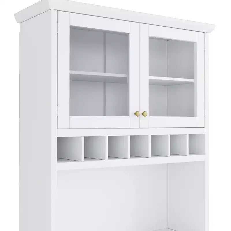Buffet autoportant Whisen avec huche, armoire de rangement haute de cuisine avec casier à vin et étagères réglables