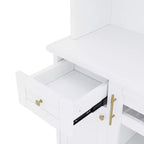 Buffet autoportant Whisen avec huche, armoire de rangement haute de cuisine avec casier à vin et étagères réglables