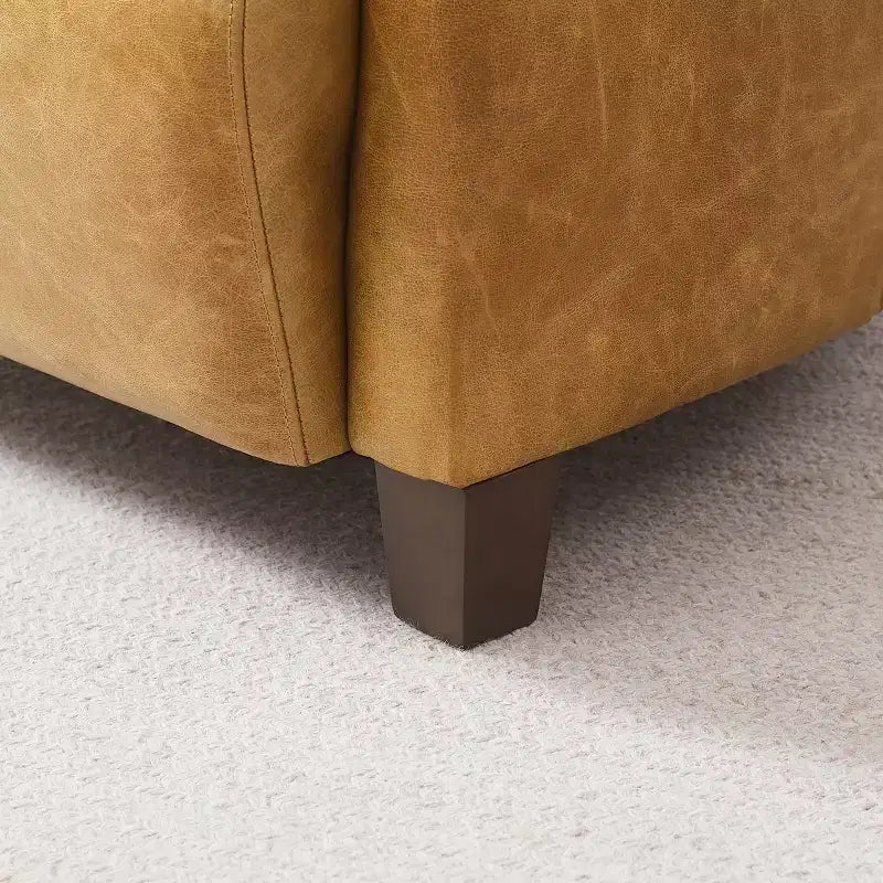 Fauteuil d'appoint Art Leon Mid-century Modern en cuir véritable avec motif matelassé