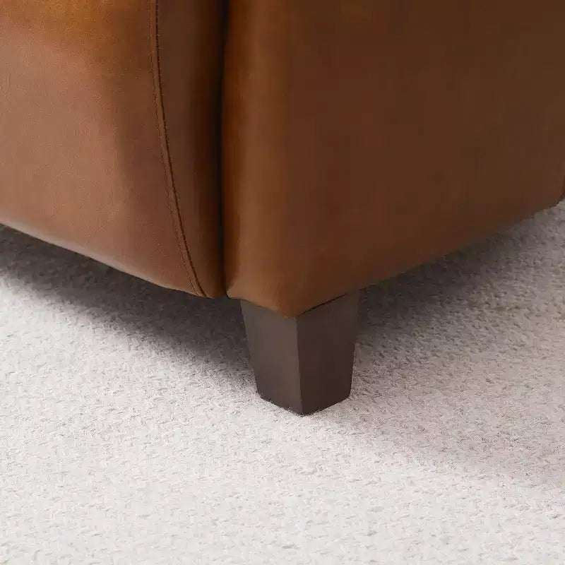 Fauteuil d'appoint Art Leon Mid-century Modern en cuir véritable avec motif matelassé