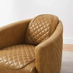 Fauteuil d'appoint Art Leon Mid-century Modern en cuir véritable avec motif matelassé