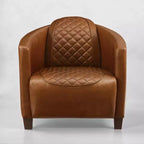 Art Leon Mid-century Modern Genuine Leather Accent Chair with Quilted Design