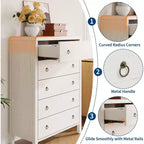 Commode Blanche à 5 Tiroirs, Commode de Rangement Moderne pour Placard, Commode de Rangement en Bois, Organisateur de Vêtements