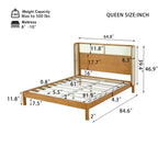 Lit plateforme King/Queen avec tête de lit, Lit moderne du milieu du siècle en bois d'hévéa pour chambre à coucher, Naturel - ModernLuxe