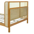 Lit plateforme King/Queen avec tête de lit, Lit moderne du milieu du siècle en bois d'hévéa pour chambre à coucher, Naturel - ModernLuxe