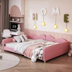 Lit de repos rembourré avec deux tiroirs de rangement, Canapé-lit capitonné avec boutons au dos et passepoil sur les accoudoirs ondulés pour chambre à coucher ou chambre d'amis