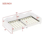 Lit de repos rembourré avec deux tiroirs de rangement, Canapé-lit capitonné avec boutons au dos et passepoil sur les accoudoirs ondulés pour chambre à coucher ou chambre d'amis