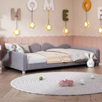 Lit de repos rembourré avec deux tiroirs de rangement, Canapé-lit capitonné avec boutons au dos et passepoil sur les accoudoirs ondulés pour chambre à coucher ou chambre d'amis
